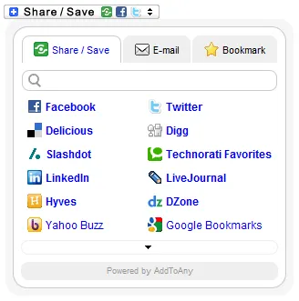 Screenshot of AddToAny widget
