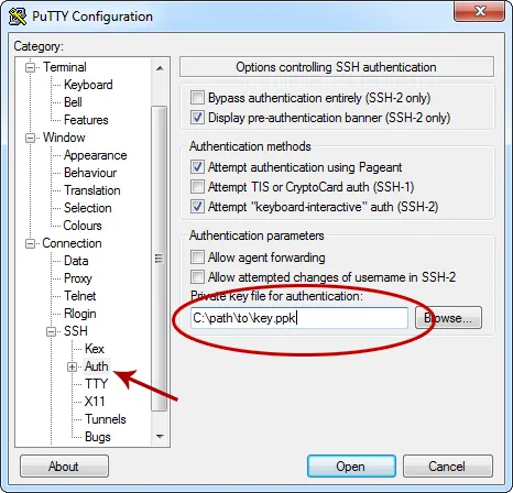 PuTTY Private Key Config